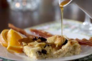 Breakfast with maple syrup at West Hill House B&B
