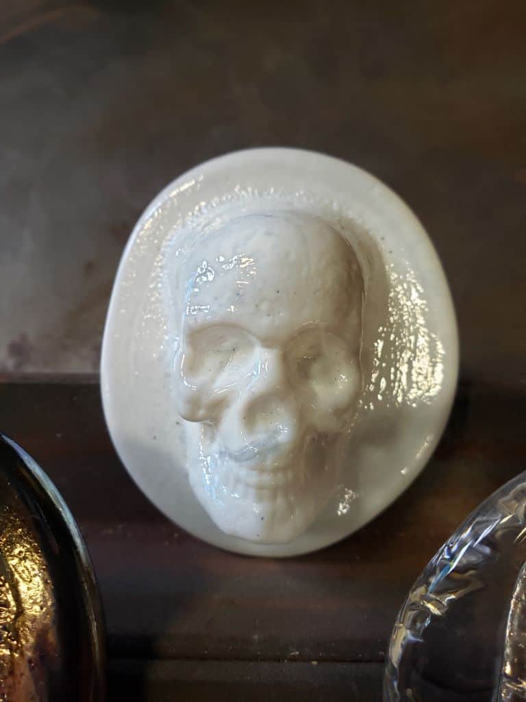 Hand-made white glass skull